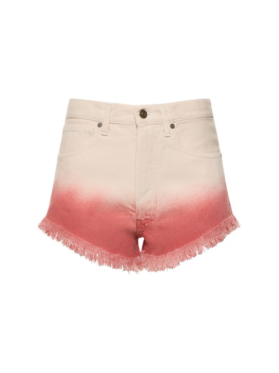 Alanui: Shorts Bright Hues in denim / frange - Rosso/Bianco - women_0 | Luisa Via Roma