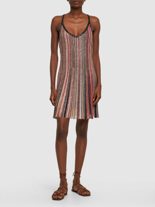 Missoni: Sequined knit sleeveless mini dress - Renkli - women_1 | Luisa Via Roma
