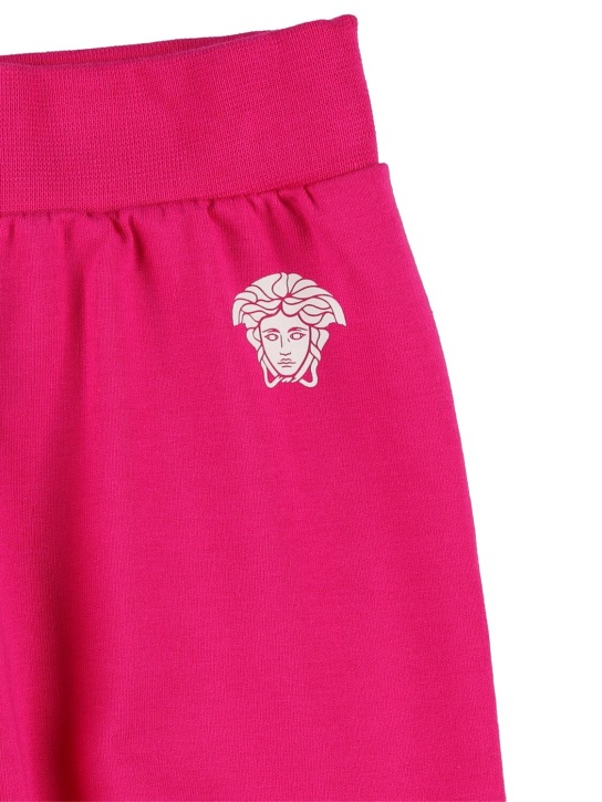 Versace: Pantalon de jogging en coton mélangé - Fuchsia/Blanc - kids-girls_1 | Luisa Via Roma