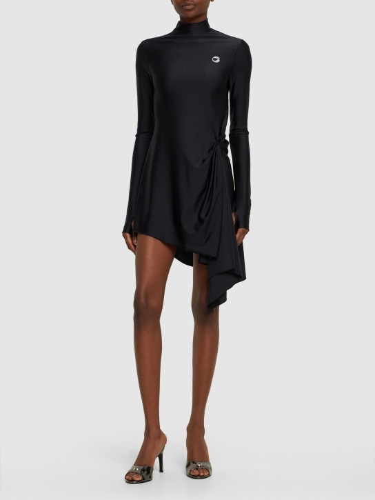 Coperni: High neck draped mini dress - Black - women_1 | Luisa Via Roma