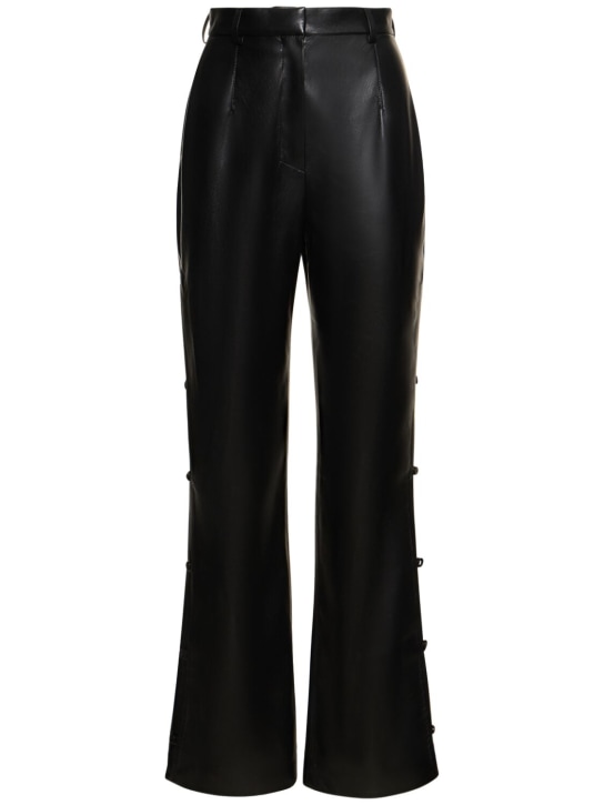 Nanushka: Pantalon droit en simili-cuir Felina - Noir - women_0 | Luisa Via Roma