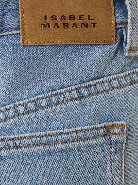 Isabel Marant: Eneidao fringed cotton denim shorts - Ice Blue - women_3 | Luisa Via Roma