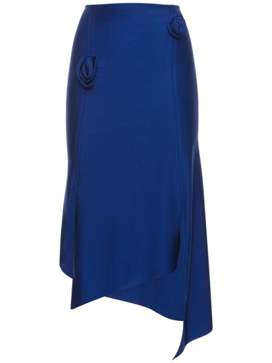 Coperni: Flower stretch jersey midi skirt - Blue - women_0 | Luisa Via Roma