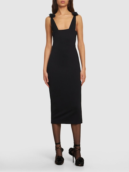 Magda Butrym: Jersey midi dress w/roses - Black - women_1 | Luisa Via Roma