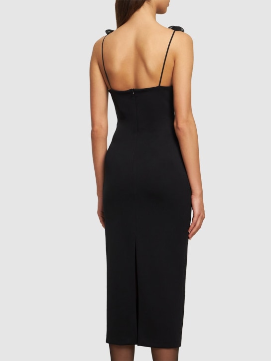 Magda Butrym: Jersey midi dress w/roses - Black - women_2 | Luisa Via Roma