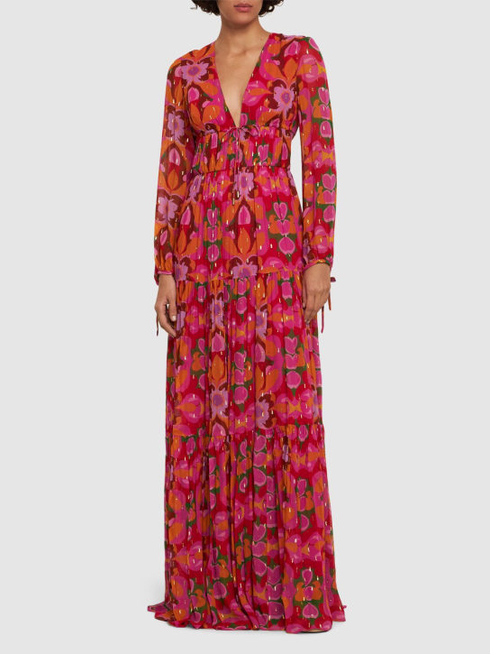 Borgo De Nor: Vestido largo de chifón estampado - Multicolor - women_1 | Luisa Via Roma