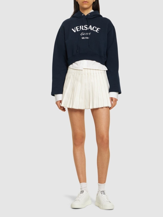Versace: Logo jersey sweatshirt - Navy/White - women_1 | Luisa Via Roma