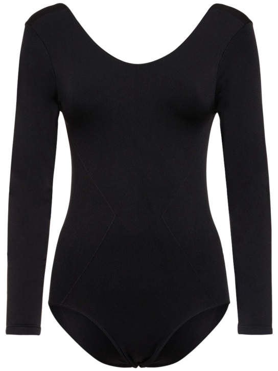 Prism Squared: Vivid long sleeve bodysuit - Black - women_0 | Luisa Via Roma