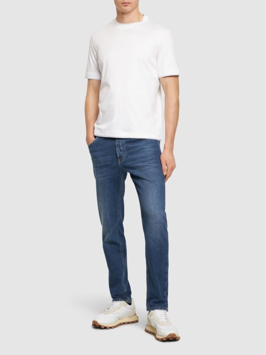 Brunello Cucinelli: Mehrschichtiges T-Shirt aus Baumwolljersey - Weiß - men_1 | Luisa Via Roma