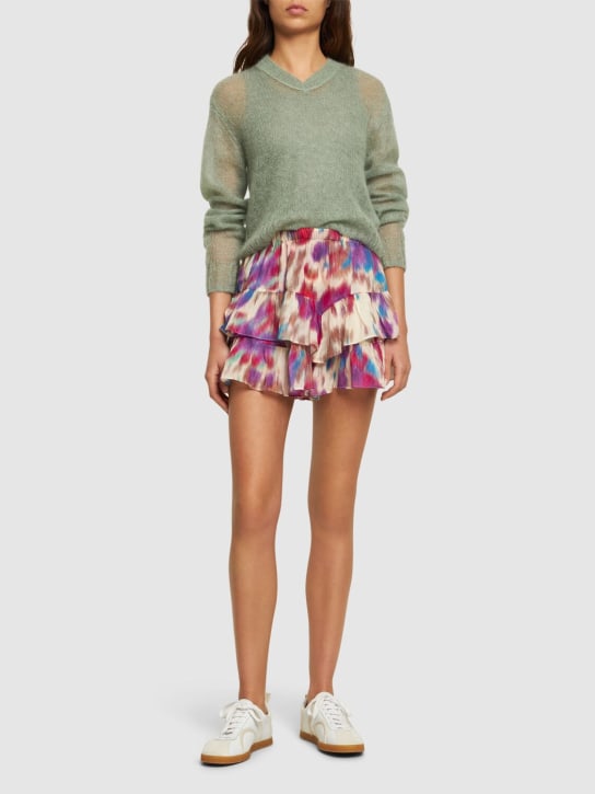 Marant Etoile: Minifalda de algodón estampada - Beige/Raspberry - women_1 | Luisa Via Roma