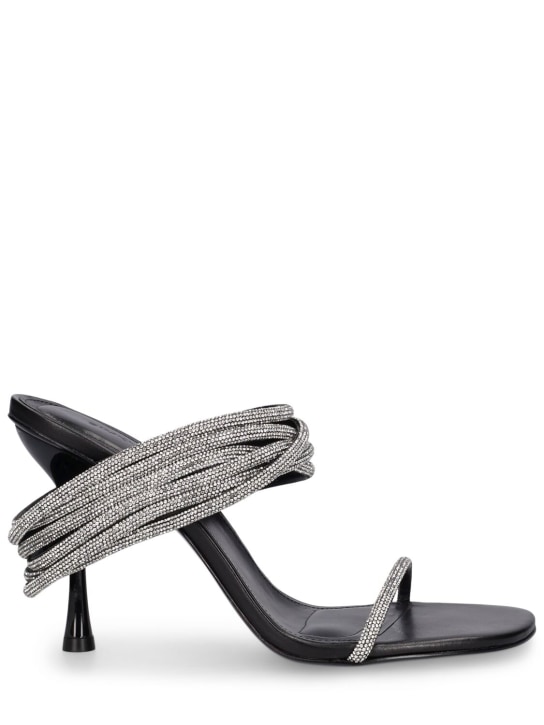 SIMKHAI: 95毫米Infinity水晶&皮革凉鞋 - 黑色/银色 - women_0 | Luisa Via Roma