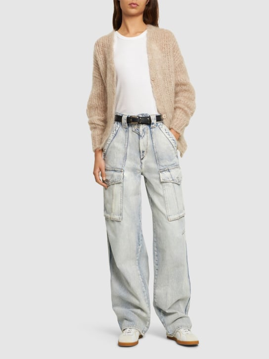 Marant Etoile: Pantalones cargo de algodón - Azul Claro - women_1 | Luisa Via Roma