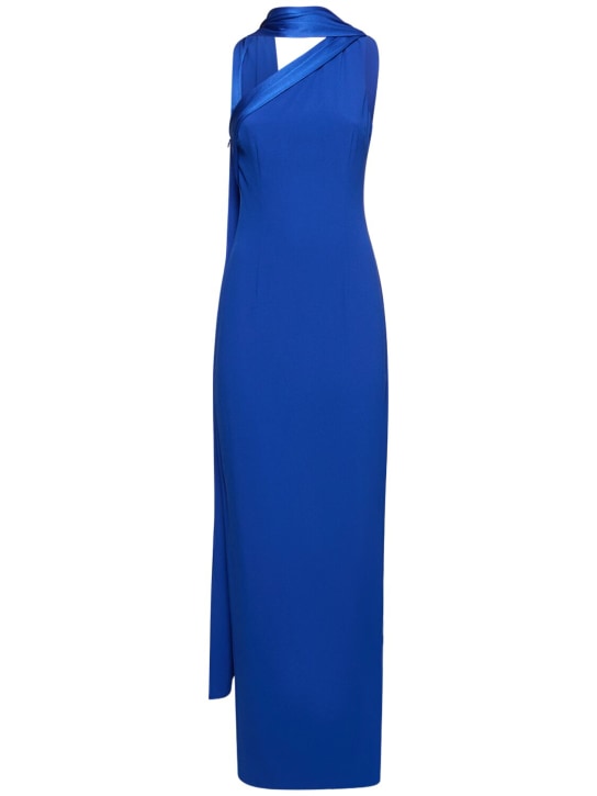 Roland Mouret: One-shoulder satin crepe gown - Blue - women_0 | Luisa Via Roma