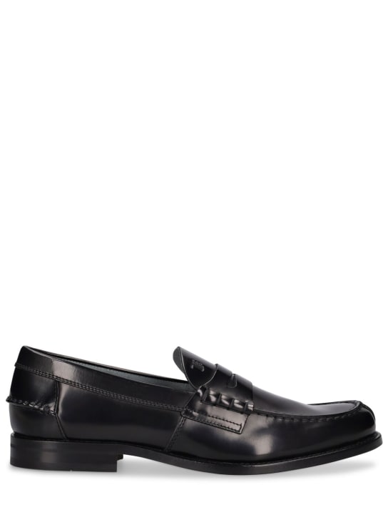 Tod's: Leather loafers - Black - men_0 | Luisa Via Roma