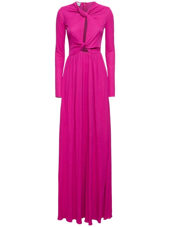 Giambattista Valli: Jersey knotted long sleeve maxi dress - Fuşya - women_0 | Luisa Via Roma