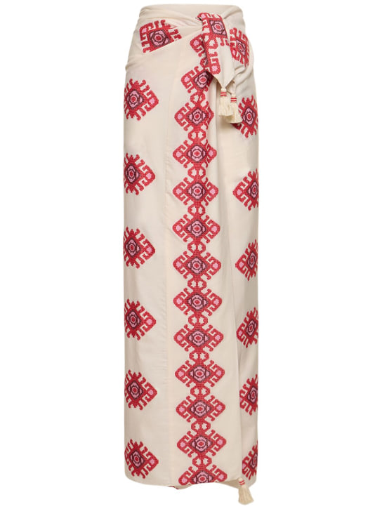 Johanna Ortiz: A Certain Mystique embroidered sarong - Ivory/Red - women_0 | Luisa Via Roma