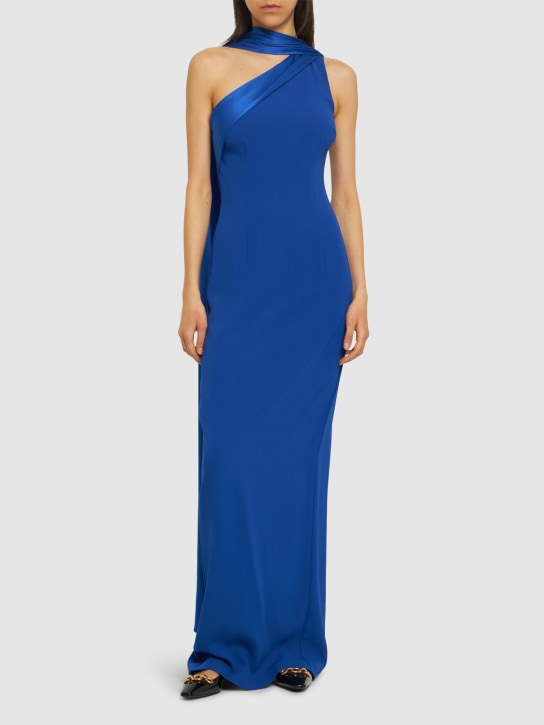 Roland Mouret: One-shoulder satin crepe gown - Blue - women_1 | Luisa Via Roma