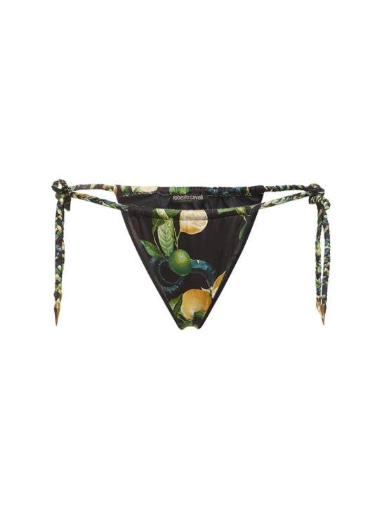 Roberto Cavalli: Slip bikini in Lycra stampata - Multi Nero - women_0 | Luisa Via Roma