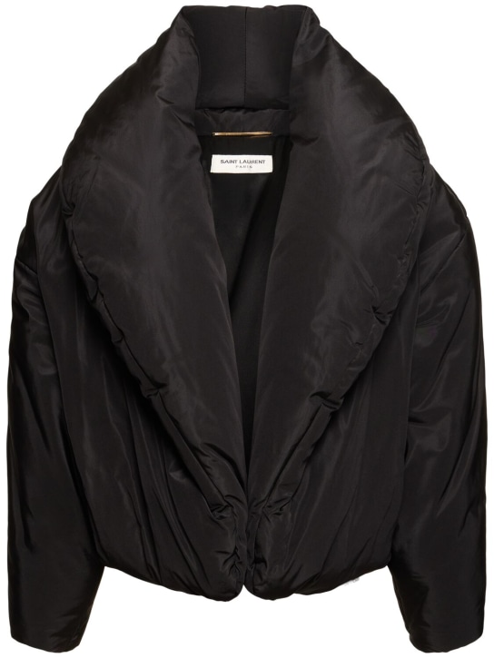 Saint Laurent: Silk puffer jacket - Black - women_0 | Luisa Via Roma