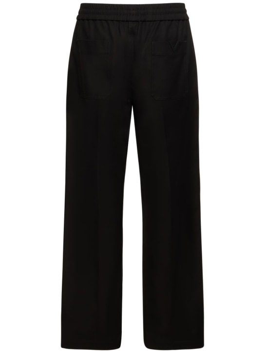 Valentino: V stretch cotton blend drawstring pants - Black - men_3 | Luisa Via Roma