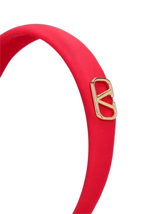 Valentino Garavani: V logo silk headband - Red/Gold - women_1 | Luisa Via Roma