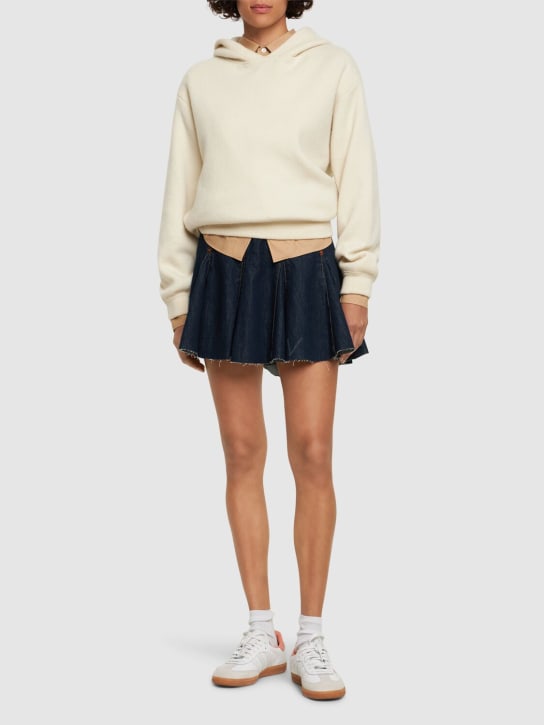 RE/DONE: Pleated denim cotton blend mini skirt - Mavi - women_1 | Luisa Via Roma