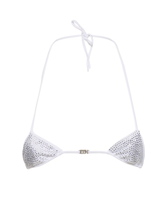 Dsquared2: Icon embellished lycra bikini top - Beyaz - women_0 | Luisa Via Roma