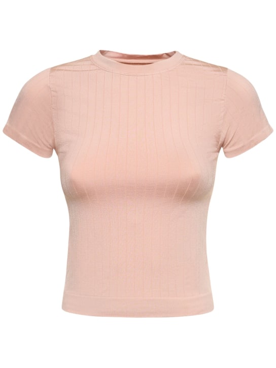 Prism Squared: Geripptes T-Shirt aus Edelstahl „Sapient“ - Rosa - women_0 | Luisa Via Roma
