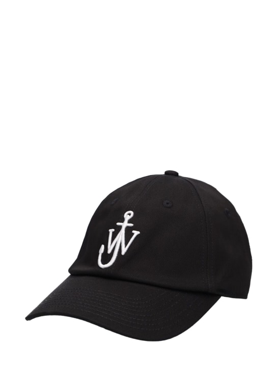 JW Anderson: Logo棉质棒球帽 - 黑色/白色 - women_1 | Luisa Via Roma
