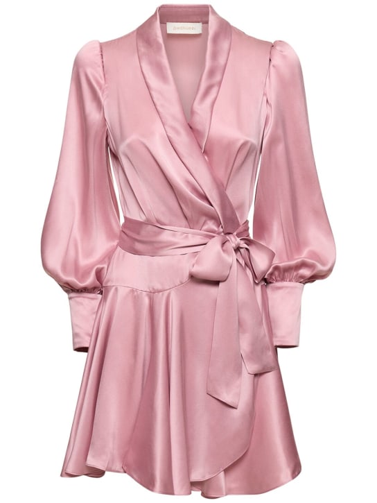 Zimmermann: Silk mini wrap dress - Pembe - women_0 | Luisa Via Roma