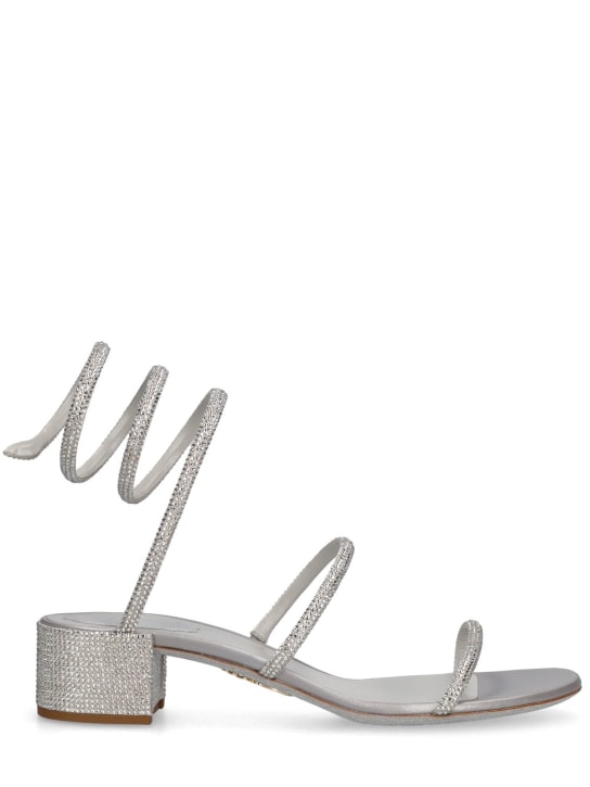 René Caovilla: 35mm Embellished satin sandals - Gri - women_0 | Luisa Via Roma