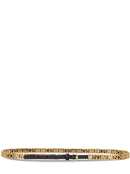 Moschino: Logo Napa leather belt - women_0 | Luisa Via Roma