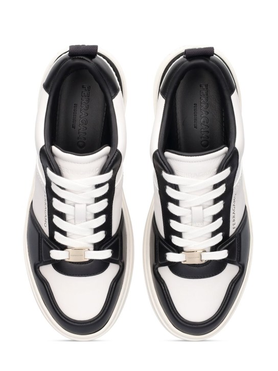 Ferragamo: Dennis leather & nylon sneakers - women_5 | Luisa Via Roma