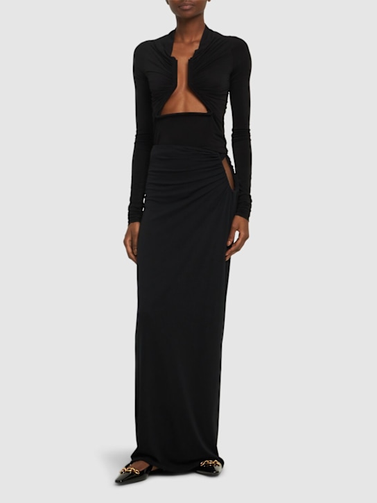 Magda Butrym: Draped jersey cut out long skirt - Black - women_1 | Luisa Via Roma