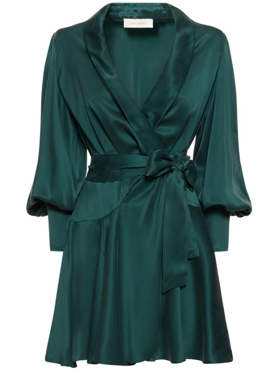 Zimmermann: Silk mini wrap dress - Green - women_0 | Luisa Via Roma