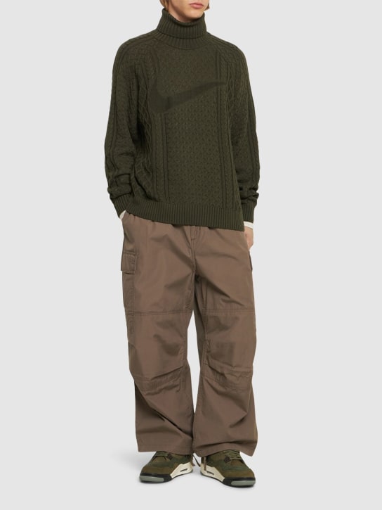 Nike: Cable knit turtleneck sweater - Cargo Khaki - men_1 | Luisa Via Roma