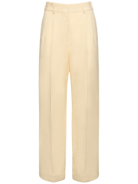 Blazé Milano: Savannah Fox linen & silk pants - Light Beige - women_0 | Luisa Via Roma