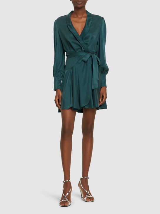 Zimmermann: Silk mini wrap dress - Green - women_1 | Luisa Via Roma