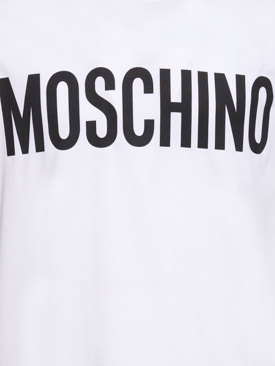 Moschino: T-shirt en coton imprimé logo - Blanc - men_1 | Luisa Via Roma
