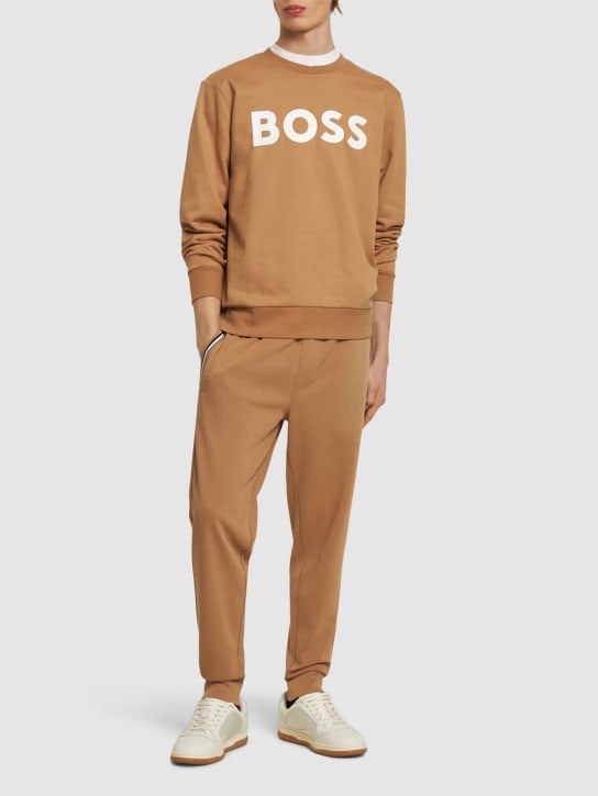 Boss: Sweatshirt aus Baumwolle mit Logo - Medium Beige - men_1 | Luisa Via Roma