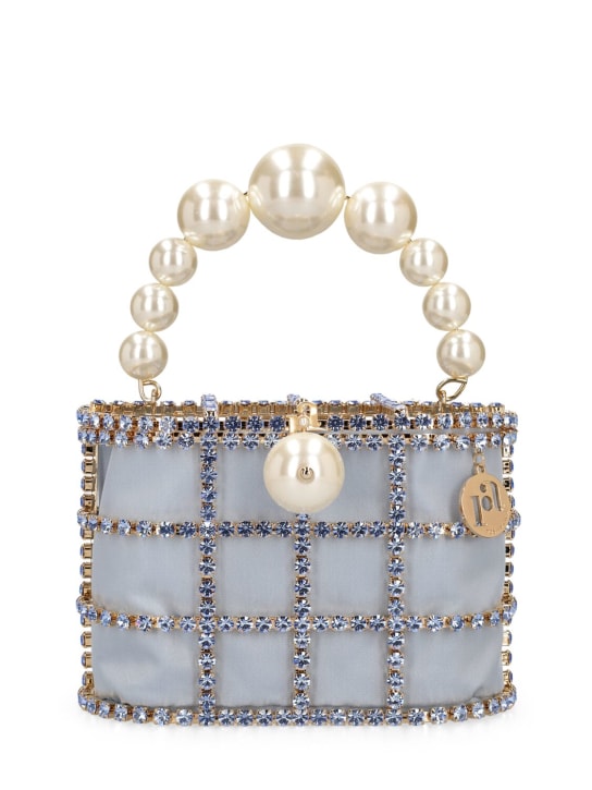 Rosantica: Holli crystal & pearl top handle bag - Powder Blue - women_0 | Luisa Via Roma
