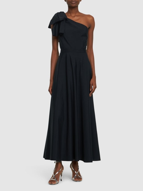 Giambattista Valli: Cotton poplin one shoulder long dress - Black - women_1 | Luisa Via Roma