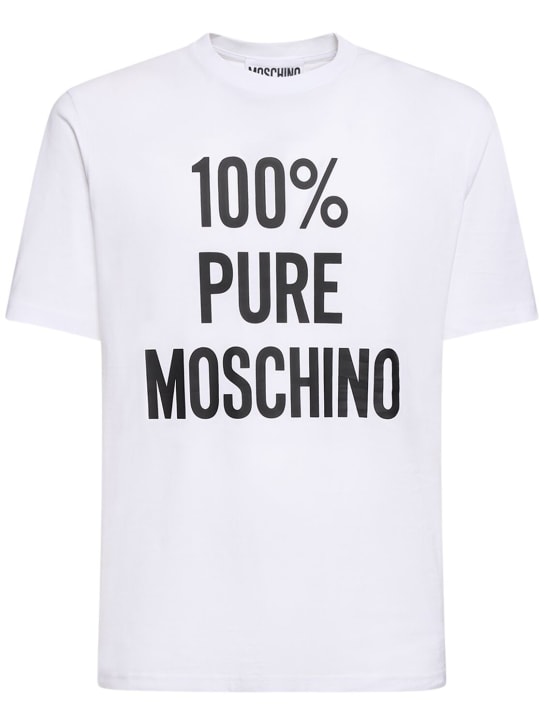 Moschino: T-Shirt aus Baumwolle „100% Pure Moschino“ - Weiß - men_0 | Luisa Via Roma