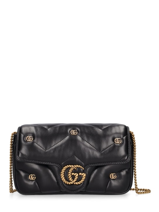 Gucci: GG Marmont迷你皮革单肩包 - 黑色 - women_0 | Luisa Via Roma