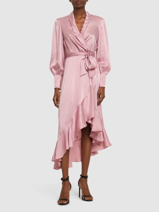Zimmermann: Silk midi wrap dress - Pembe - women_1 | Luisa Via Roma