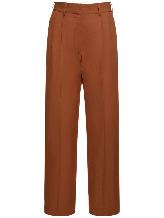 Blazé Milano: Dojo Rust Fox linen blend pants - Brown - women_0 | Luisa Via Roma