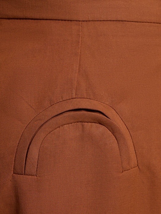 Blazé Milano: Dojo Rust Fox linen blend pants - Brown - women_1 | Luisa Via Roma