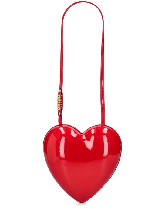 Moschino: Heartbeat patent shoulder bag - Kırmızı - women_0 | Luisa Via Roma