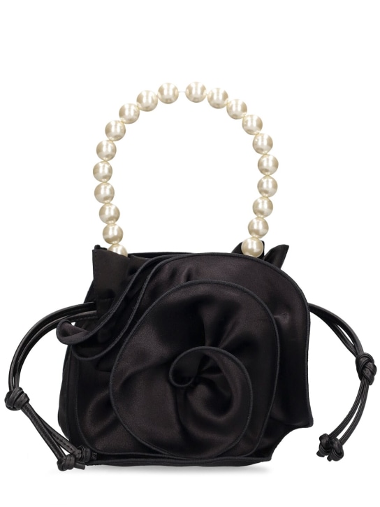 Magda Butrym: Magda satin & leather top handle bag - Siyah - women_0 | Luisa Via Roma