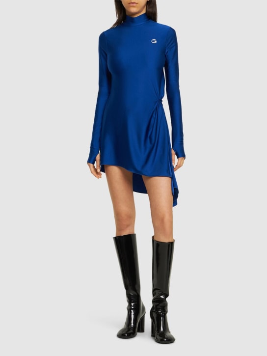 Coperni: High neck draped mini dress - Blue - women_1 | Luisa Via Roma
